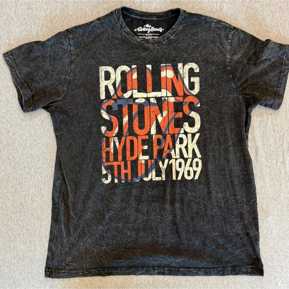 The Rolling Stones Hyde Park 1969 Graphic T-Shirt Mineral Wash Mens Large